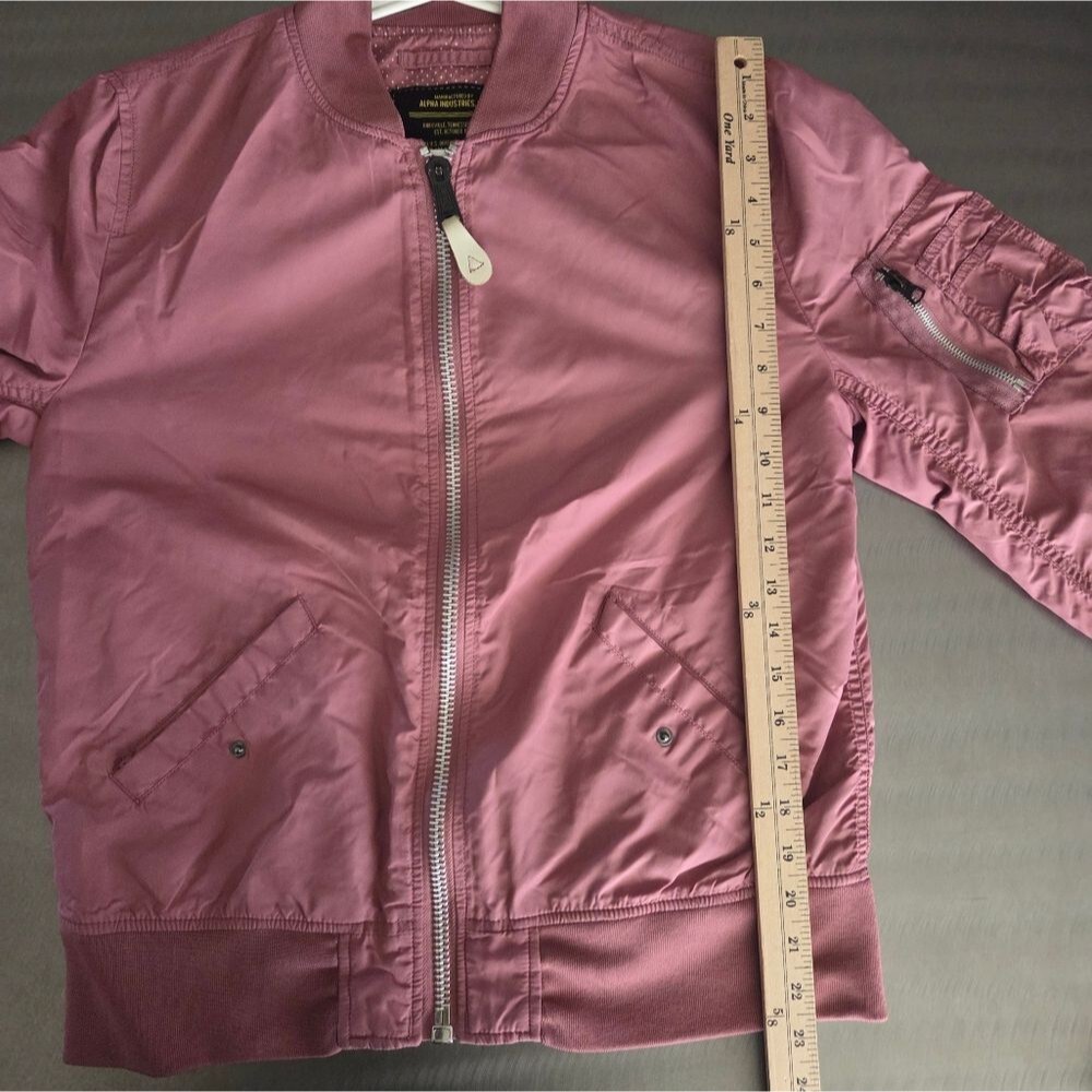 Alpha Industries Dusty Pink Nylon Flight Bomber Jacket Utility Medium - Picture 9 of 15